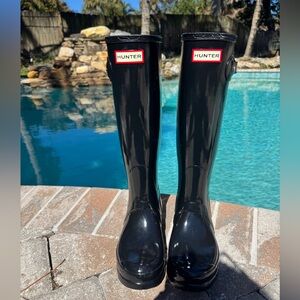 Hunter Black Waterproof Boots. Size 7